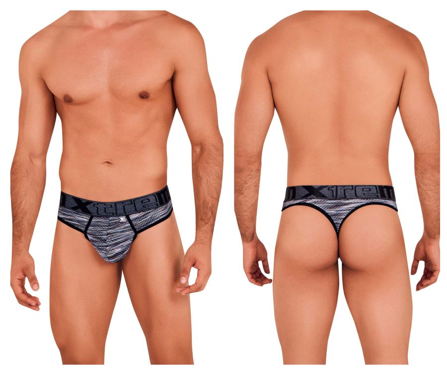 Xtremen Men's Underwear 91100X Microfiber Mesh Thongs Color Black