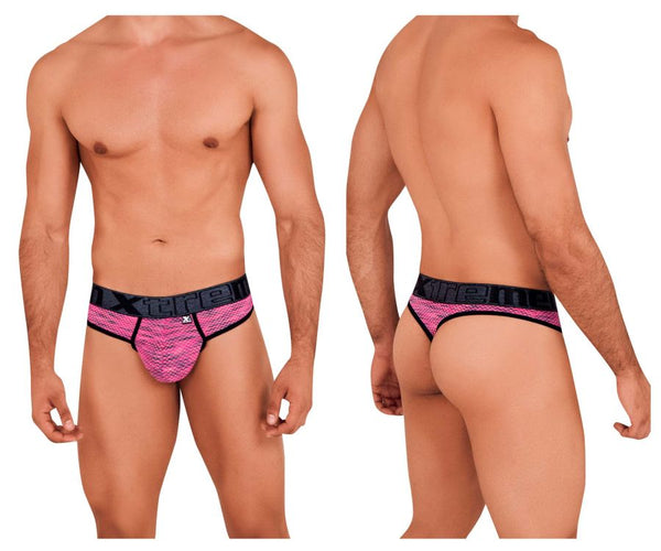 Xtremen Men's Underwear 91100X Microfiber Mesh Thongs Color Pink