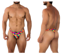 Xtremen Men's Underwear 91171 Printed Thongs Color Cubes thumbnail 1