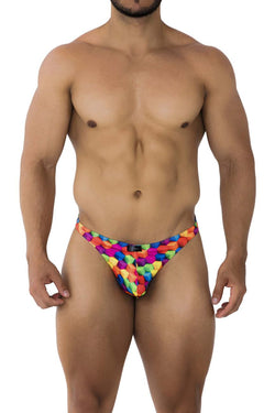Xtremen Men's Underwear 91171 Printed Thongs Color Cubes thumbnail 2