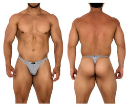 Xtremen Men's Underwear 91185 Mesh Thongs Color Gray thumbnail 1