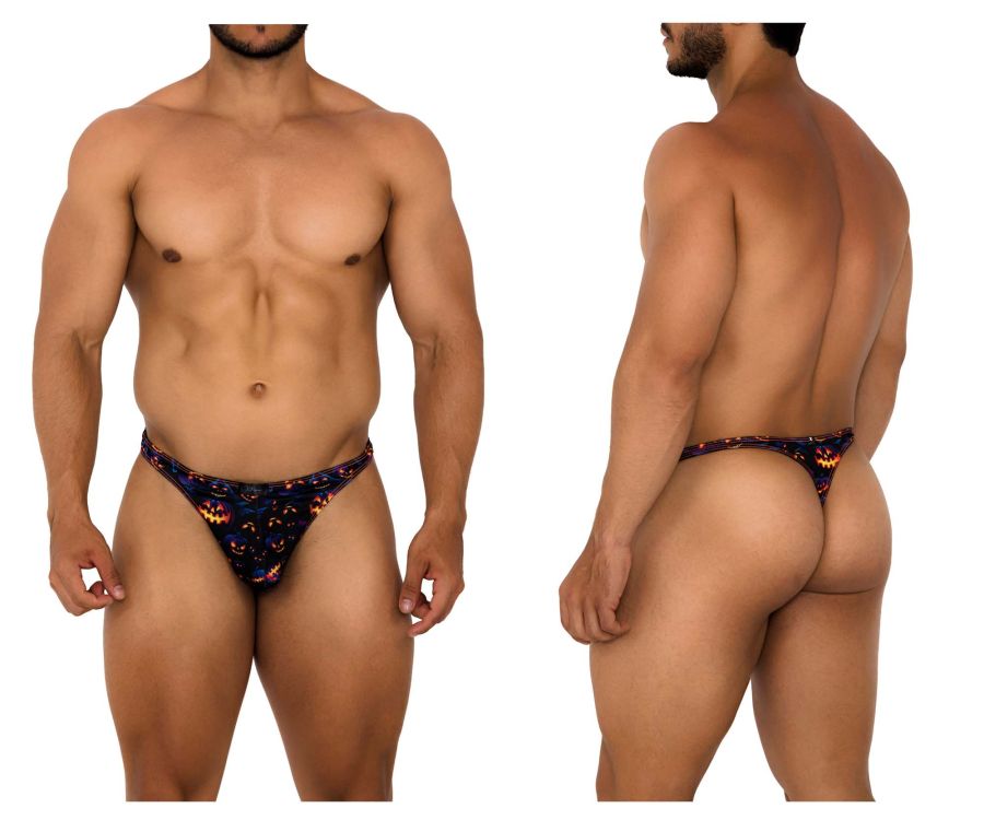 Xtremen Men's Underwear 91194 Printed Thongs Color Pumpkins