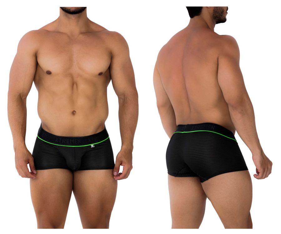 Xtremen Men's Underwear 91196 Jacquard Trunks Color Black