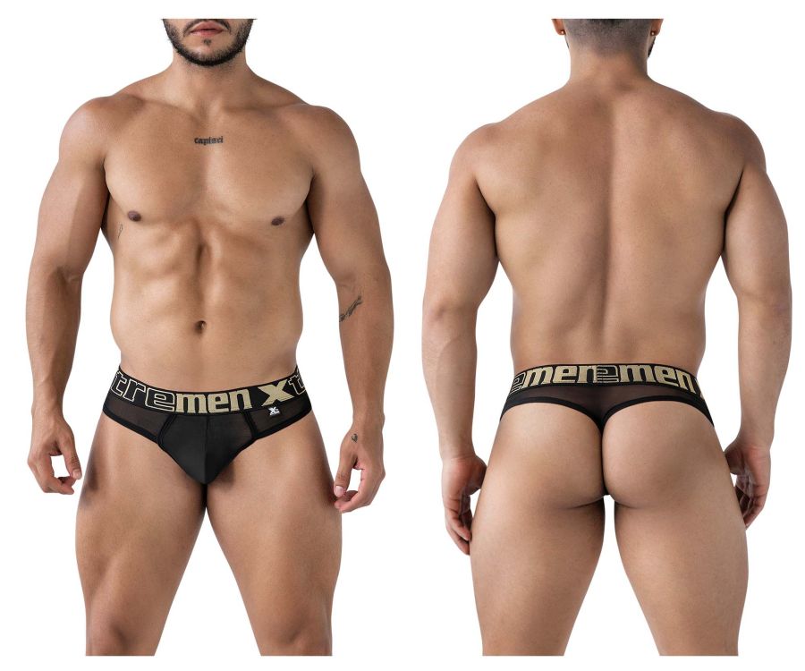 Xtremen Men's Underwear 91235 Microfiber Thongs Color Black