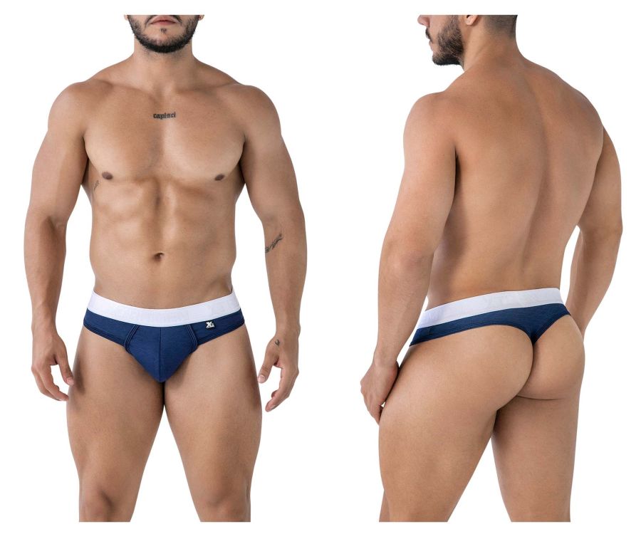 Xtremen Men's Underwear 91241 Microfiber Thongs Color Dark Blue