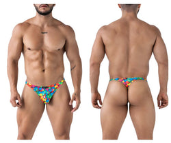 Xtremen Men's Underwear 91247 Printed Thongs Color Bubbles thumbnail 1