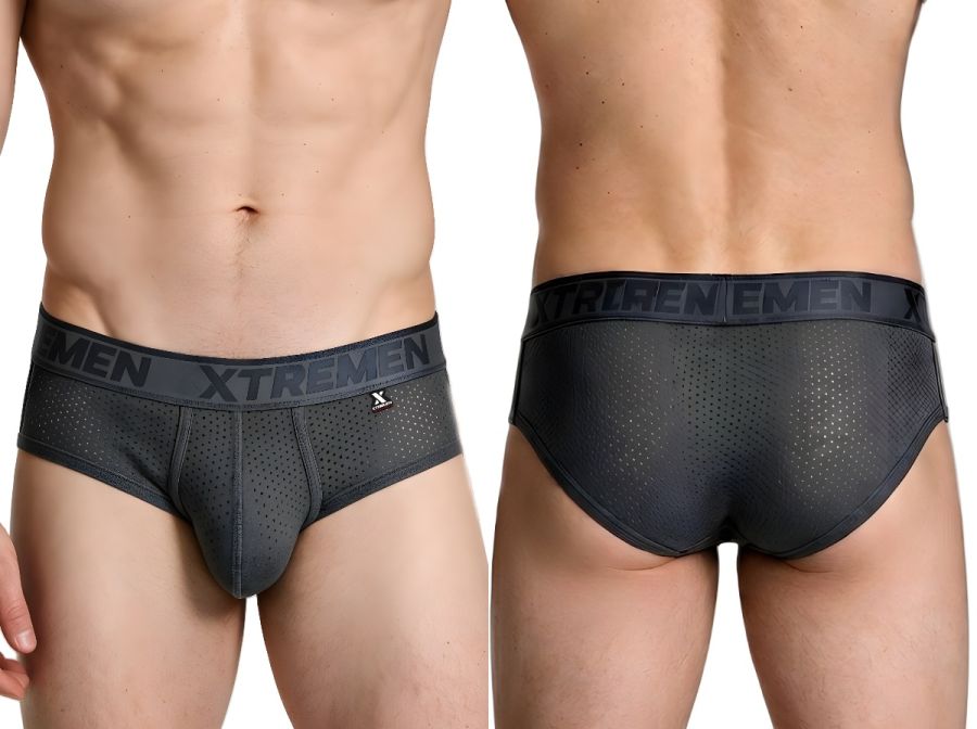 Xtremen 91250 Microfiber Mesh Briefs Color Gray