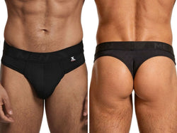 Xtremen Men's Underwear 91257 Sleek Microfiber Comfort Thongs Color Black thumbnail 1