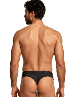 Xtremen Men's Underwear 91257 Sleek Microfiber Comfort Thongs Color Black thumbnail 3
