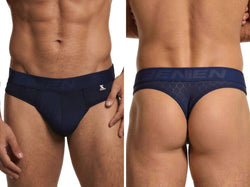 Xtremen Men's Underwear 91257 Sleek Microfiber Comfort Thongs Color Dark Blue thumbnail 1