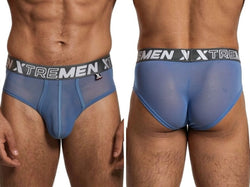 Xtremen 91262 Men's Underwear Sleek Microfiber Mesh Briefs Color Blue thumbnail 1