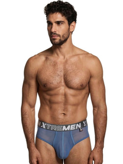 Xtremen 91262 Men's Underwear Sleek Microfiber Mesh Briefs Color Blue thumbnail 2