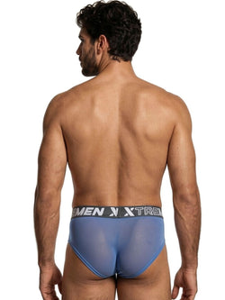 Xtremen 91262 Men's Underwear Sleek Microfiber Mesh Briefs Color Blue thumbnail 3