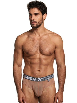 Xtremen 91262 Men's Underwear Sleek Microfiber Mesh Briefs Color Brown thumbnail 2