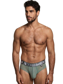 Xtremen 91262 Men's Underwear Sleek Microfiber Mesh Briefs Color Green thumbnail 2