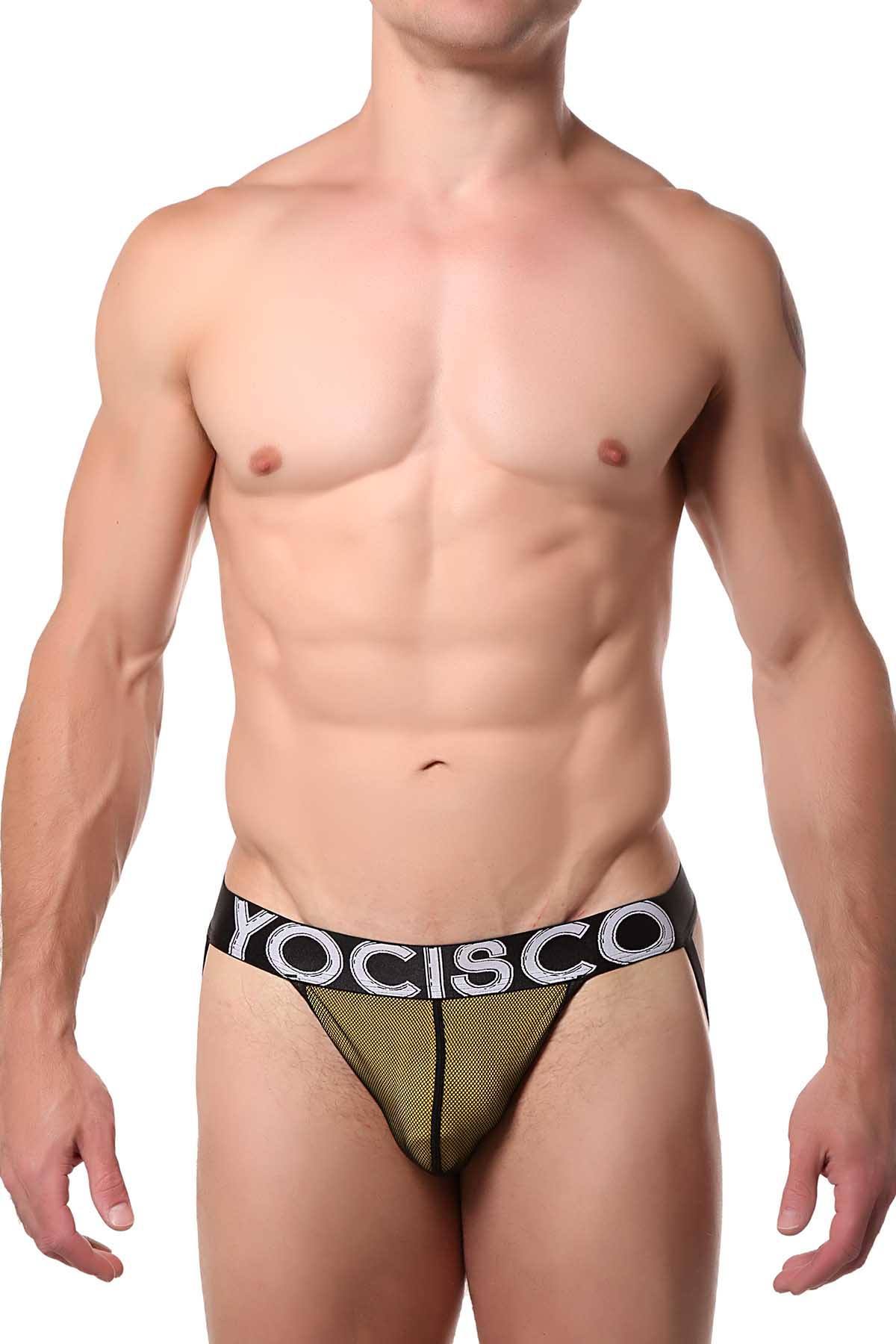 YOCISCO Yellow/Black Mesh Jock-Thong