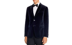 Z Zegna Drop 8 Micro-texture Printed Velvet Slim Fit Jacket Navy thumbnail 1