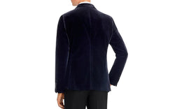 Z Zegna Drop 8 Micro-texture Printed Velvet Slim Fit Jacket Navy thumbnail 3
