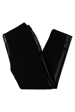 ZOE by Rachel Zoe Black High-Waist Faux-Leather Trim Cropped Skinny Pant thumbnail 3