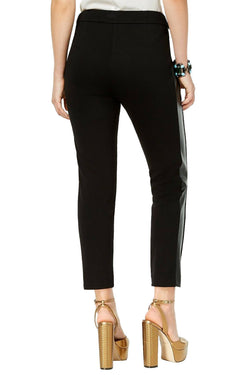 ZOE by Rachel Zoe Black High-Waist Faux-Leather Trim Cropped Skinny Pant thumbnail 4