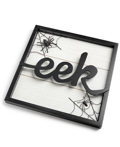 “Eek” Spider Web Wall Plaque Creepy-Cute Halloween Décor