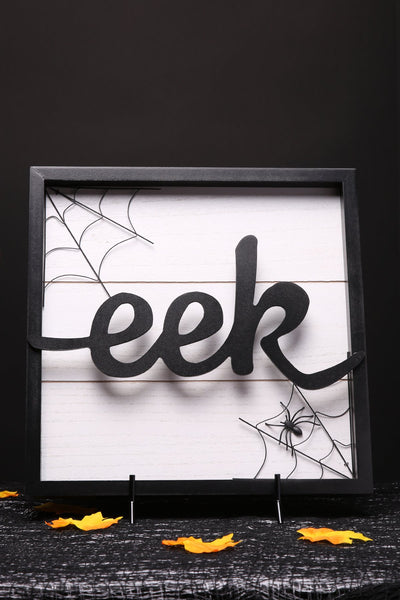 “Eek” Spider Web Wall Plaque Creepy-Cute Halloween Décor