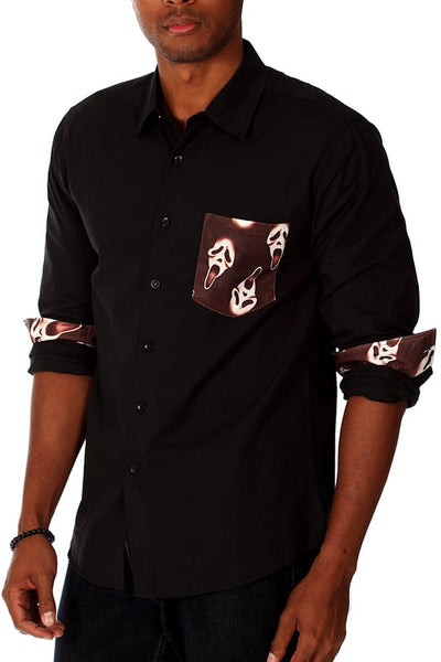 00 Nothing Black Skullgre Button-Up