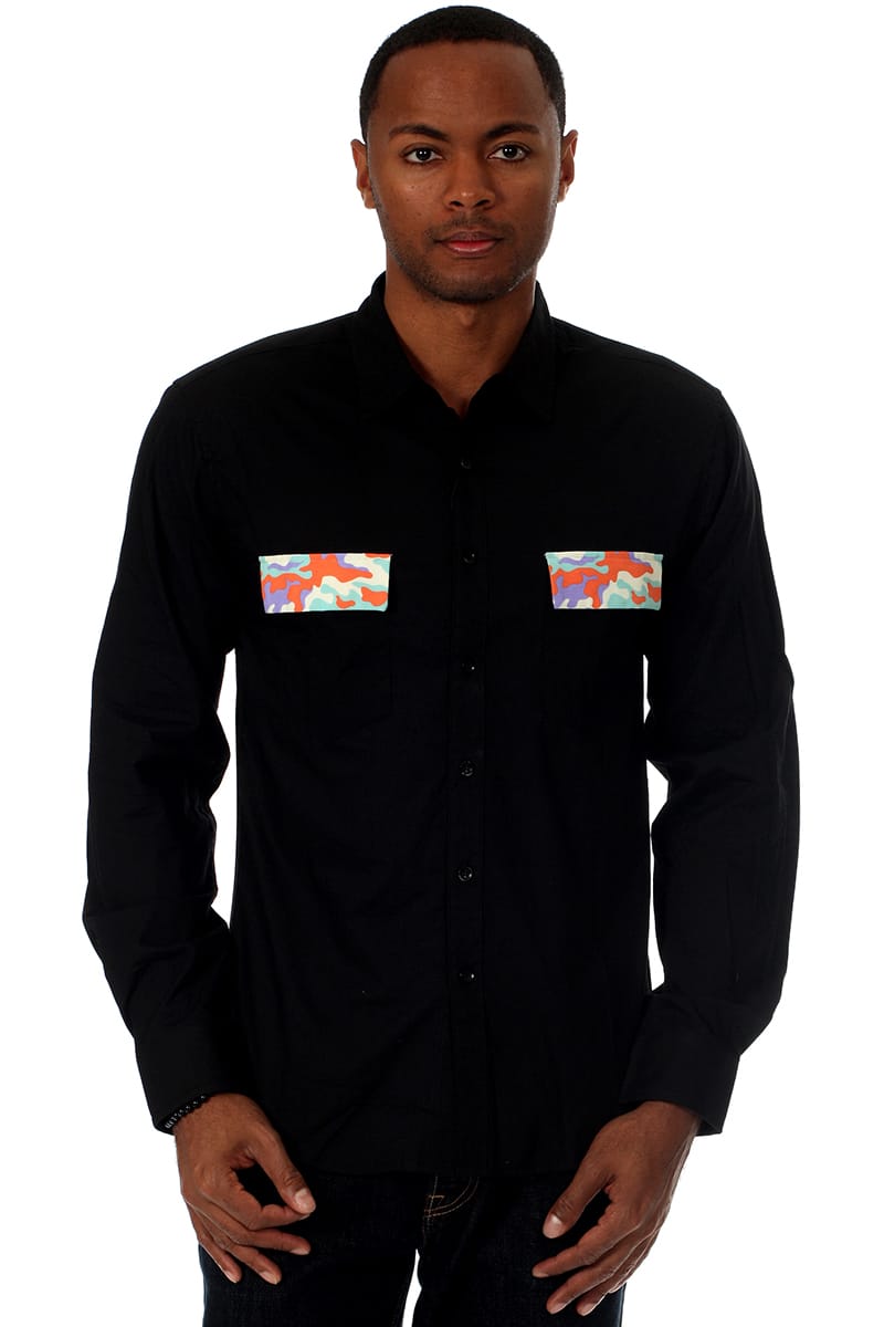 00 Nothing Black Watch Out Button-Up