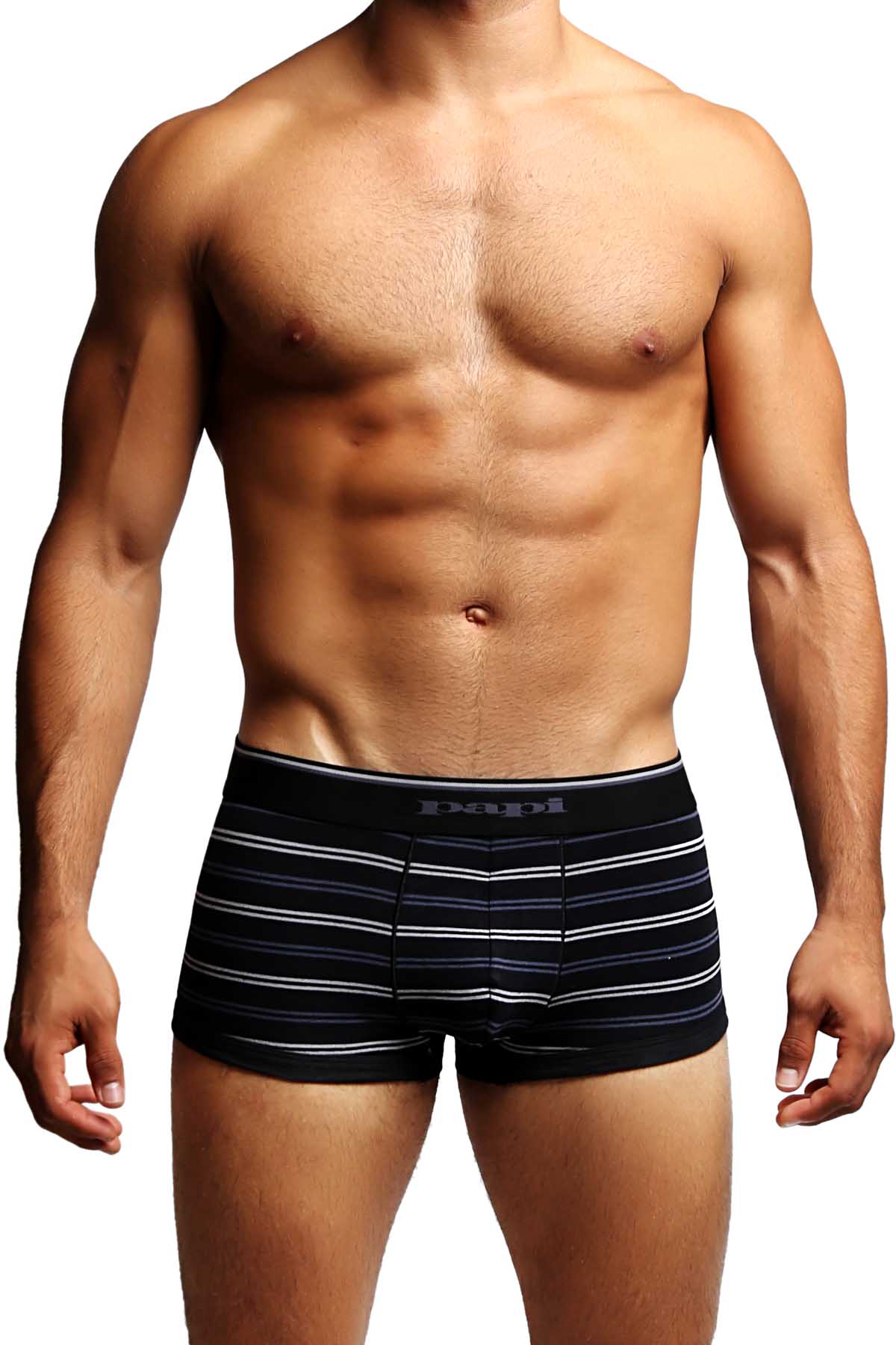 2-Pack Black & Grey Stripes Stretch Brazilian Trunks