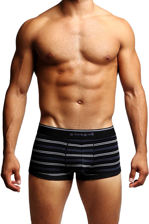 2-Pack Black & Grey Stripes Stretch Brazilian Trunks