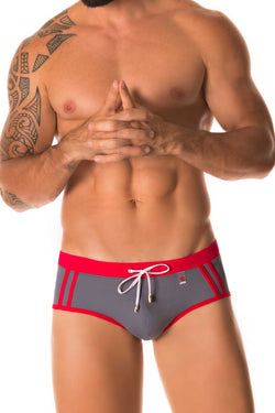 Jor Grey & Red Sport Swimwear Brief thumbnail 1