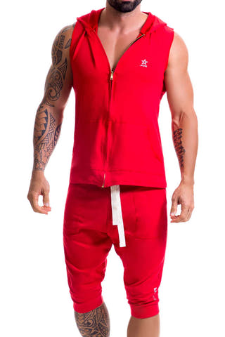 Jor Red Sleeveless London Hoodie