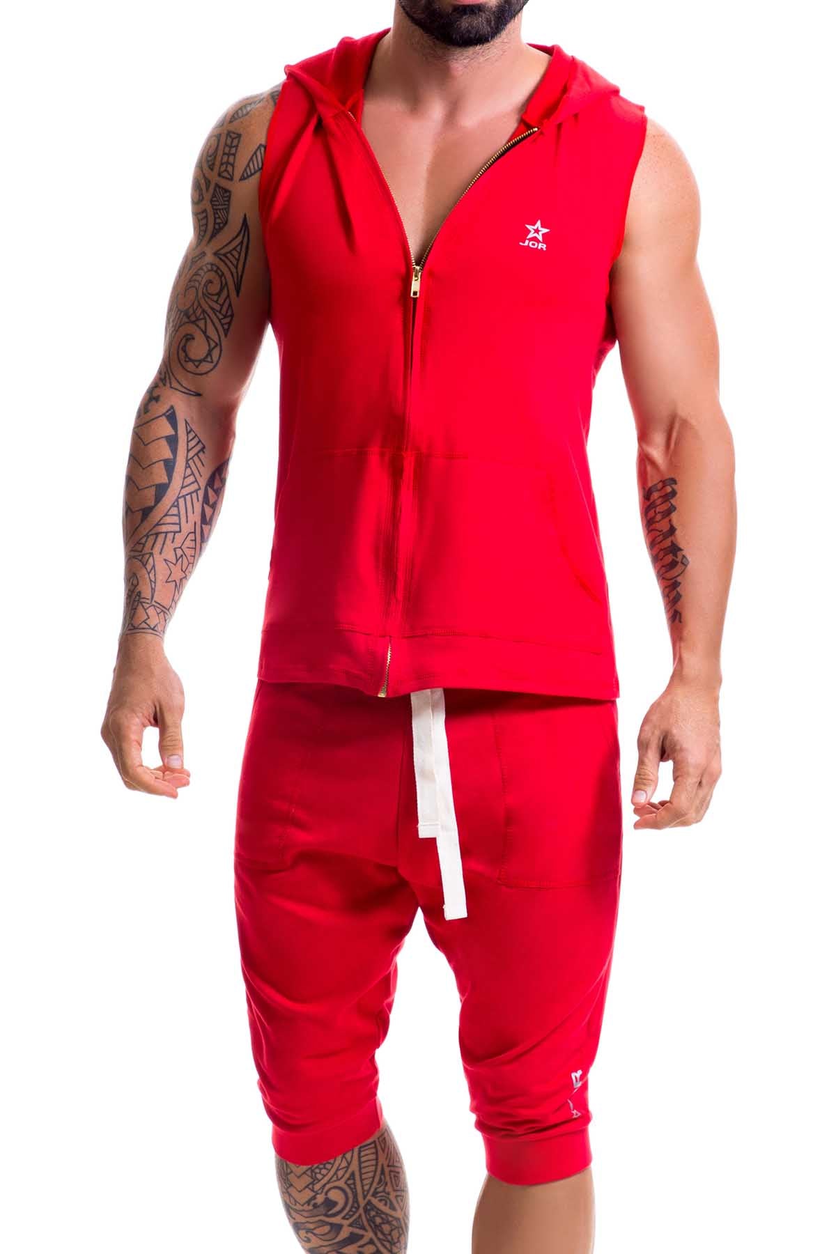 Jor Red Sleeveless London Hoodie