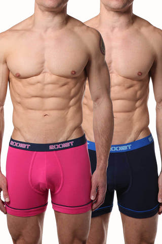 2(X)IST Navy & Fuchsia Performance Cotton Boxer Brief 2-Pack