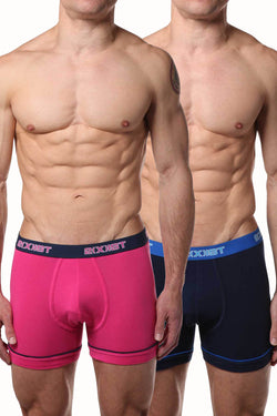 2(X)IST Navy & Fuchsia Performance Cotton Boxer Brief 2-Pack thumbnail 1
