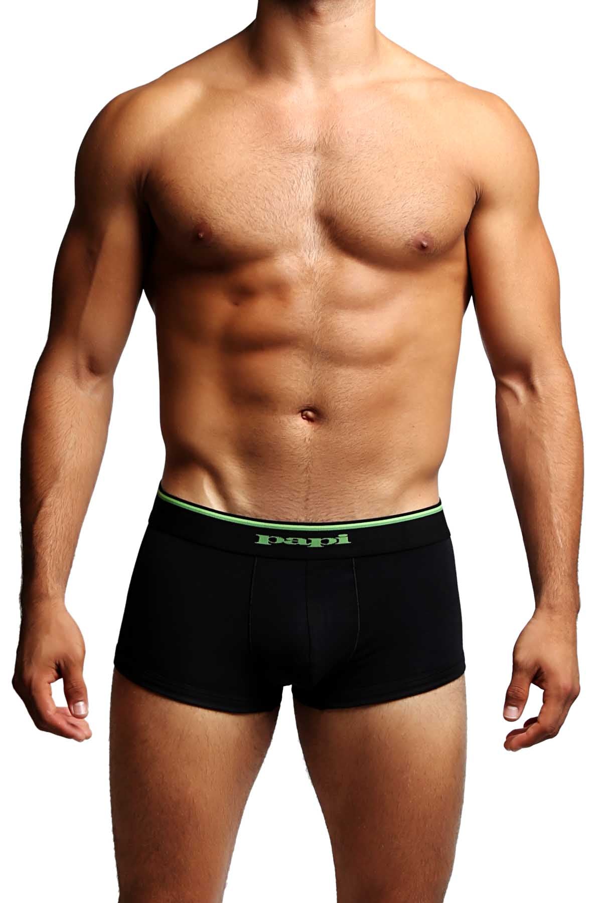 2-Pack Papi Black & Green Stripes Stretch Brazilian Trunks