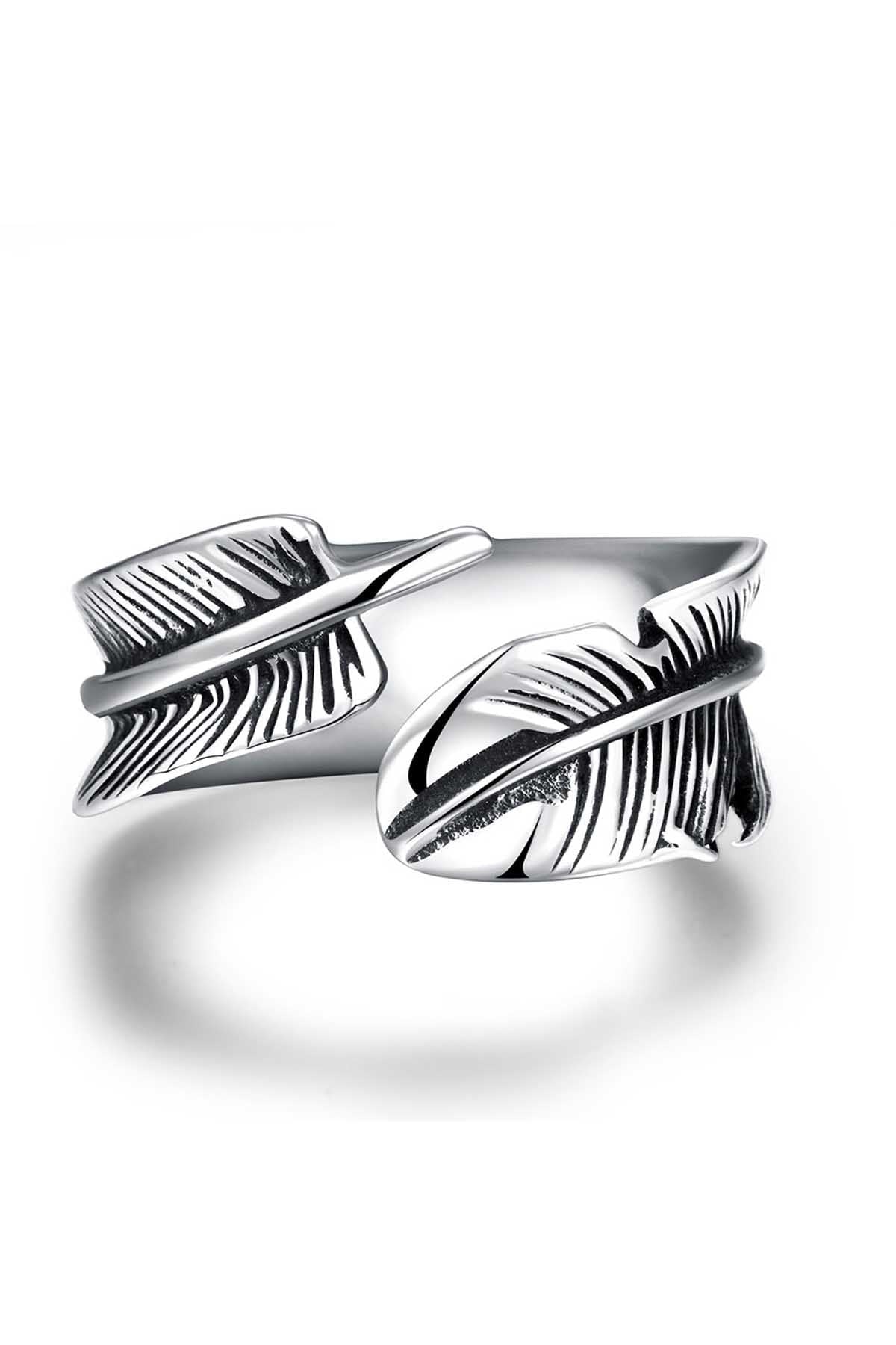 Gomaya Feather Stainless Steel Ring