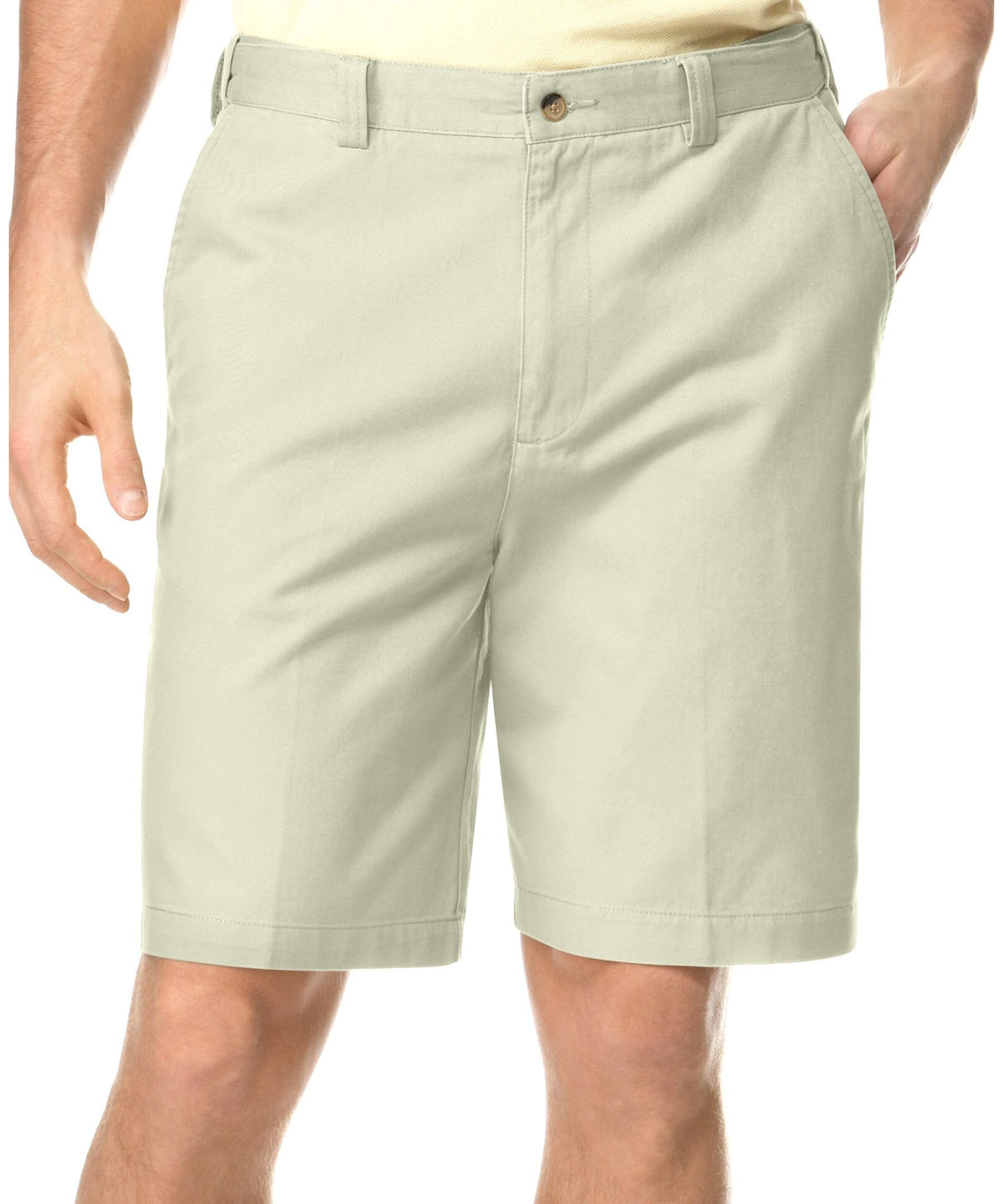 Geoffrey Beene Extender Waist Flat Front Shor Khaki