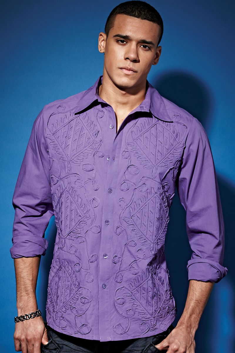 Andres Velasco Purple Arabesque Button-Up