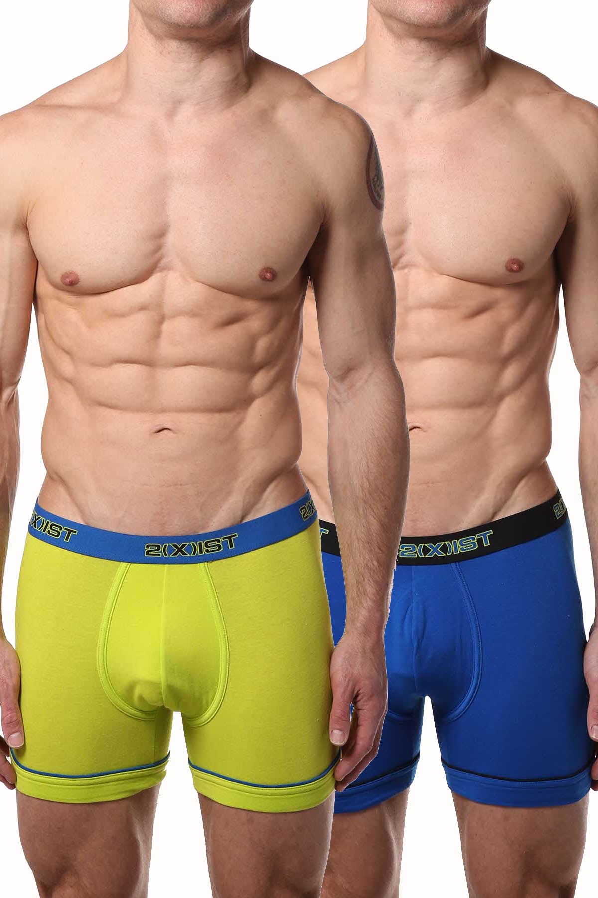 2(X)IST Lime & Blue Performance Cotton Boxer Brief 2-Pack