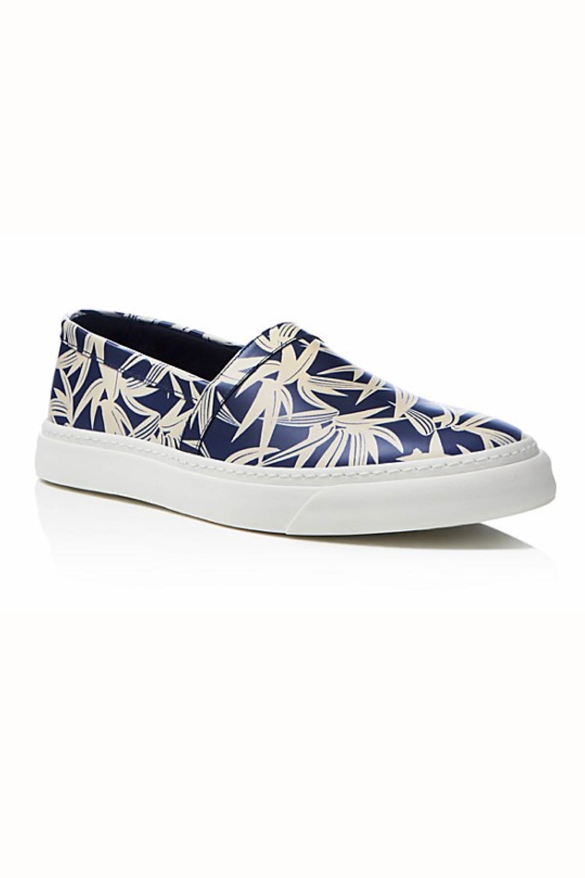 Marc Jacobs Blue/White Leaf-Print Slip-On Sneakers