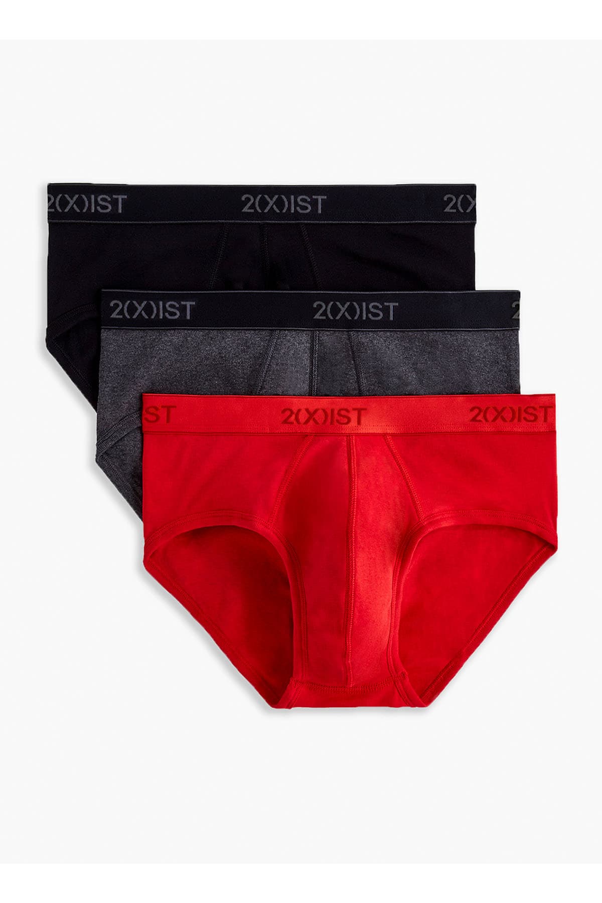 2(X)IST Red/Black/Charcoal Essential Contour Brief 3-Pack