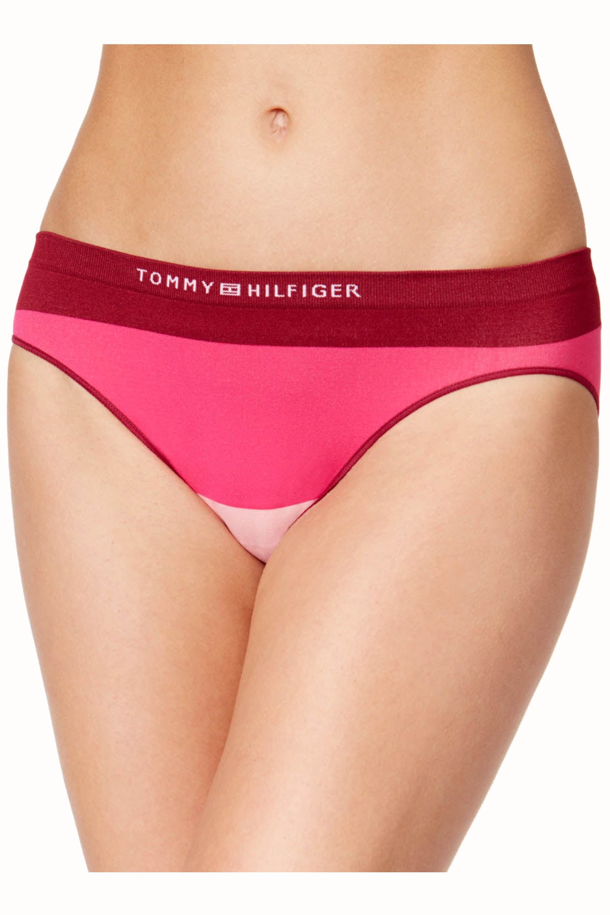 Tommy Hilfiger Magenta Seamless Contrast-Panel Bikini