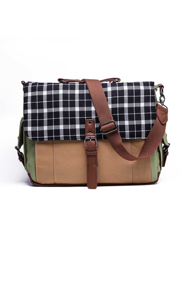 Something Strong Black & Olive Messenger Bag