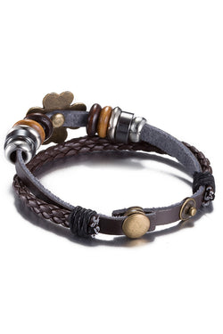 Dark Brown Flower Leather Bracelet thumbnail 2