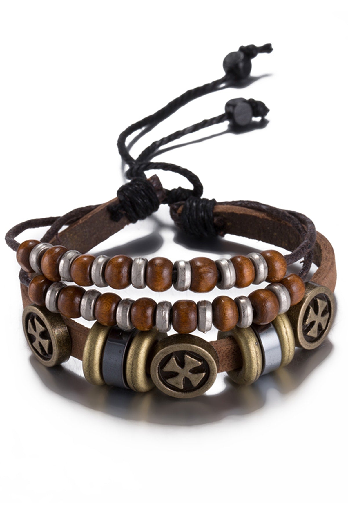 Light Brown Leather Independent Charm Bracelet