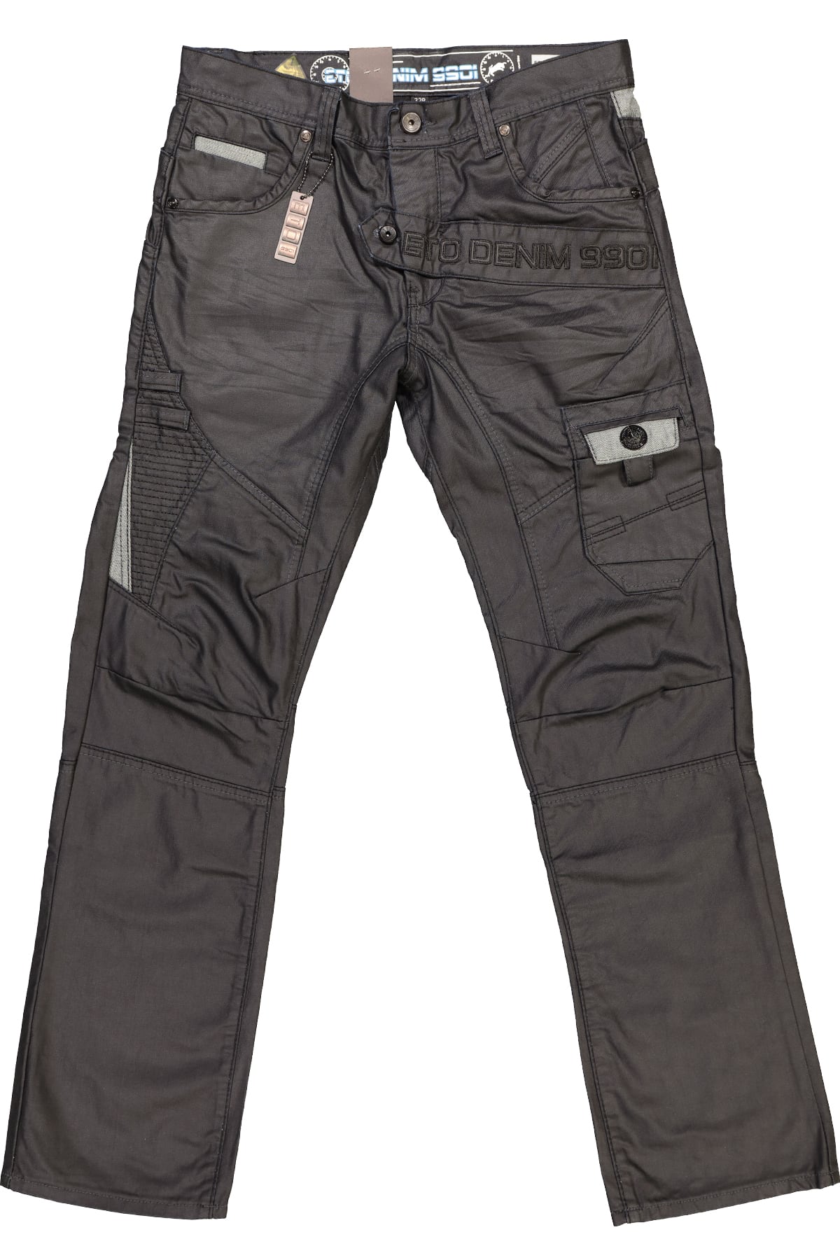 ETO Jeans Black Coated Loose Fit Denim Pant