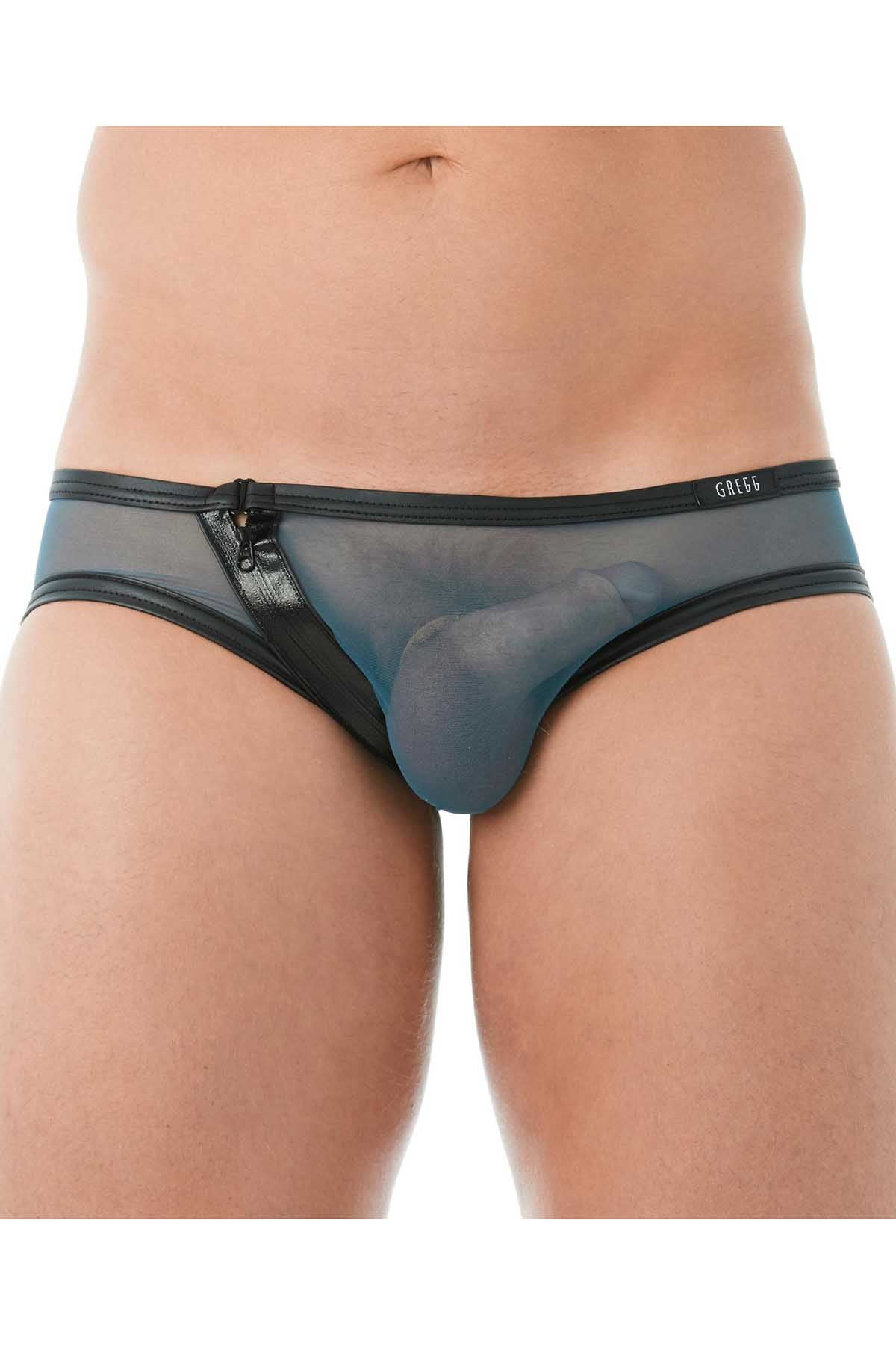 Gregg Homme Blue Break-In Zipper Mesh Brief