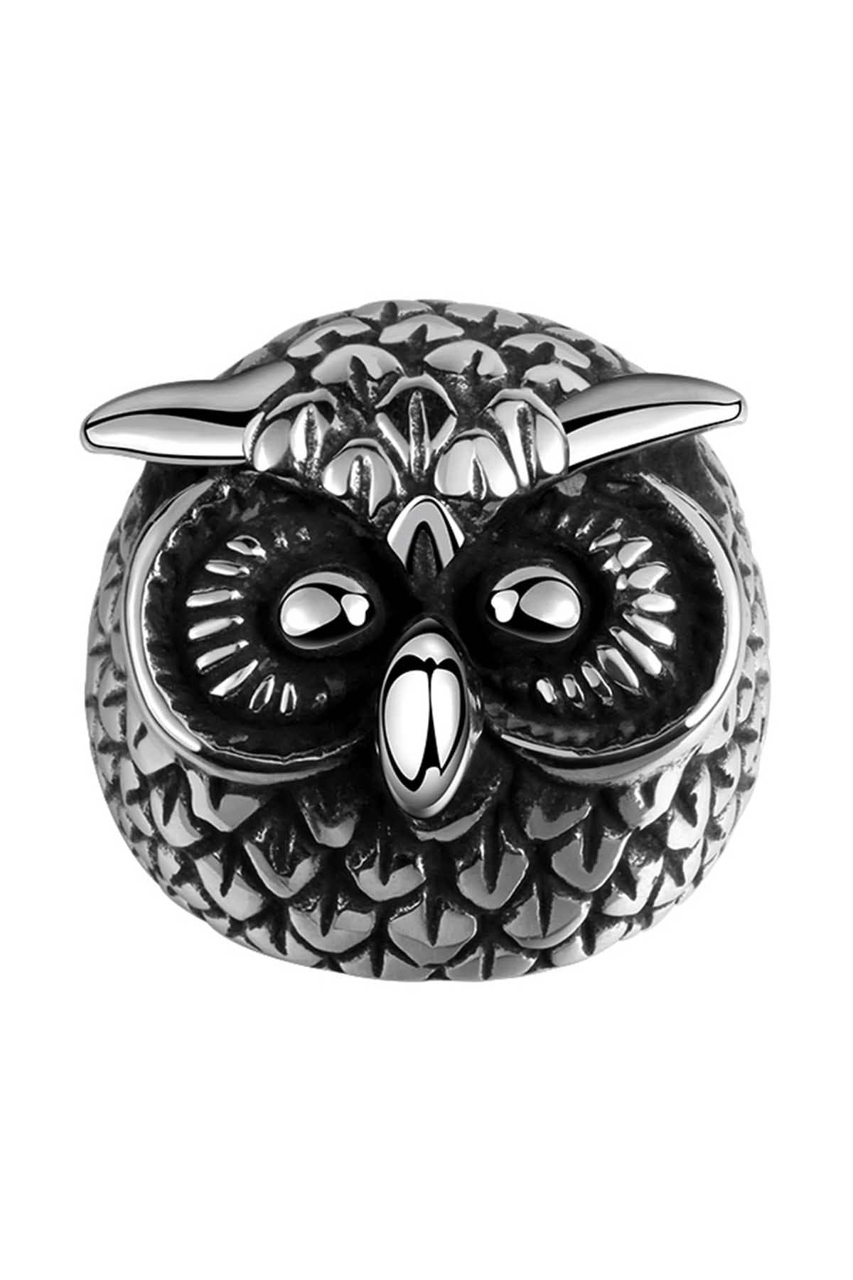 Gomaya Retro Silver Owl Stainless Steel Ring