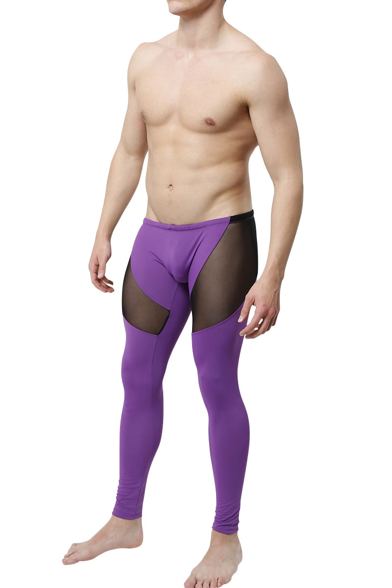 CheapUndies Purple Mesh Panel Performance Tights